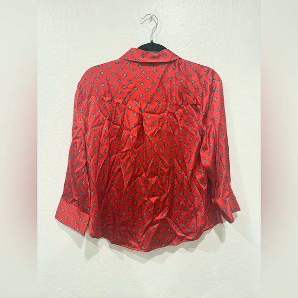 L'AGENCE Silk Jil Blouse in Royal Red Multi Maestro, size Large - Picture 4 of 13